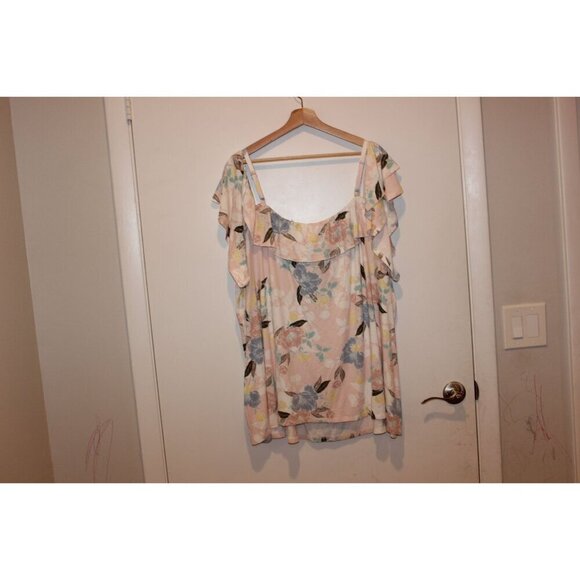 Torrid Womens Floral Ruffled Top Size 5x Super Soft Knits Pink & Blue - Picture 6 of 8
